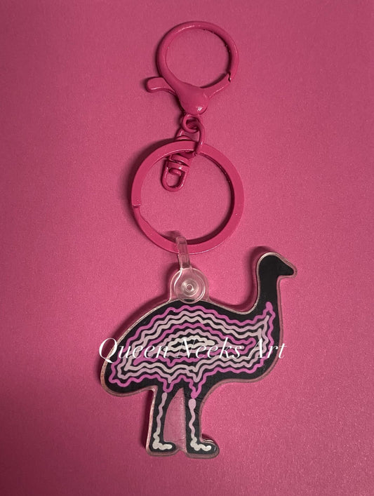 Keychain “pink emu”
