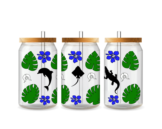 Aboriginal 16oz Tumbler “Stingray Dolphin Crocodile”