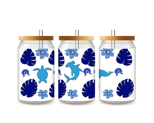 Aboriginal 16oz Tumbler “blue turtle Dugon shark”