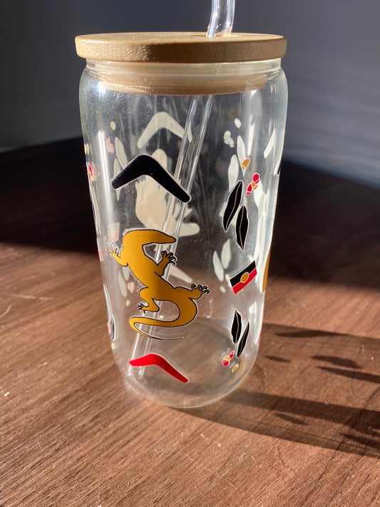 Aboriginal 16oz Tumbler “Goanna Platypus Koala”